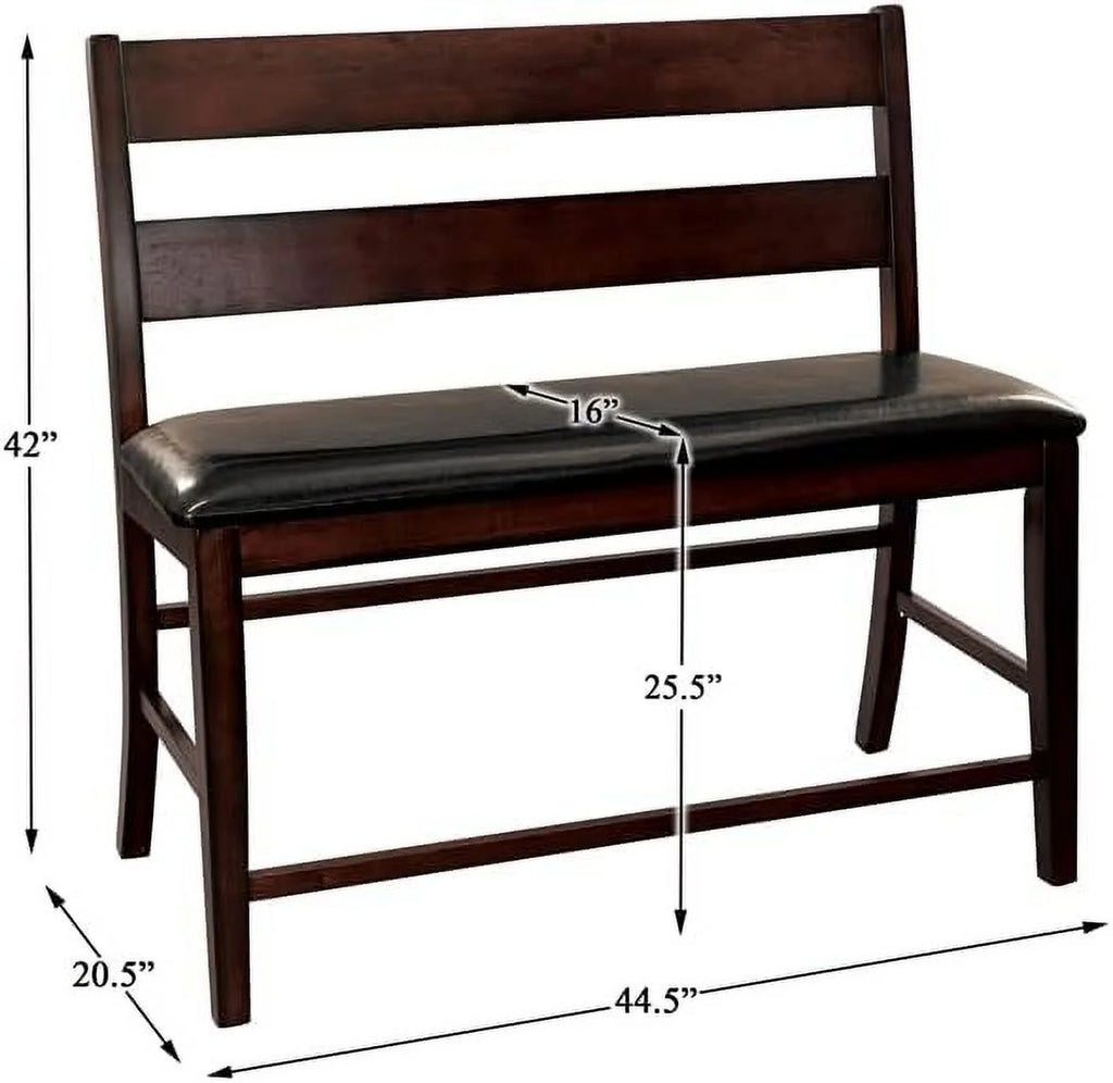 Wood Counter Height Dining Bench with Back in Cherry Q337