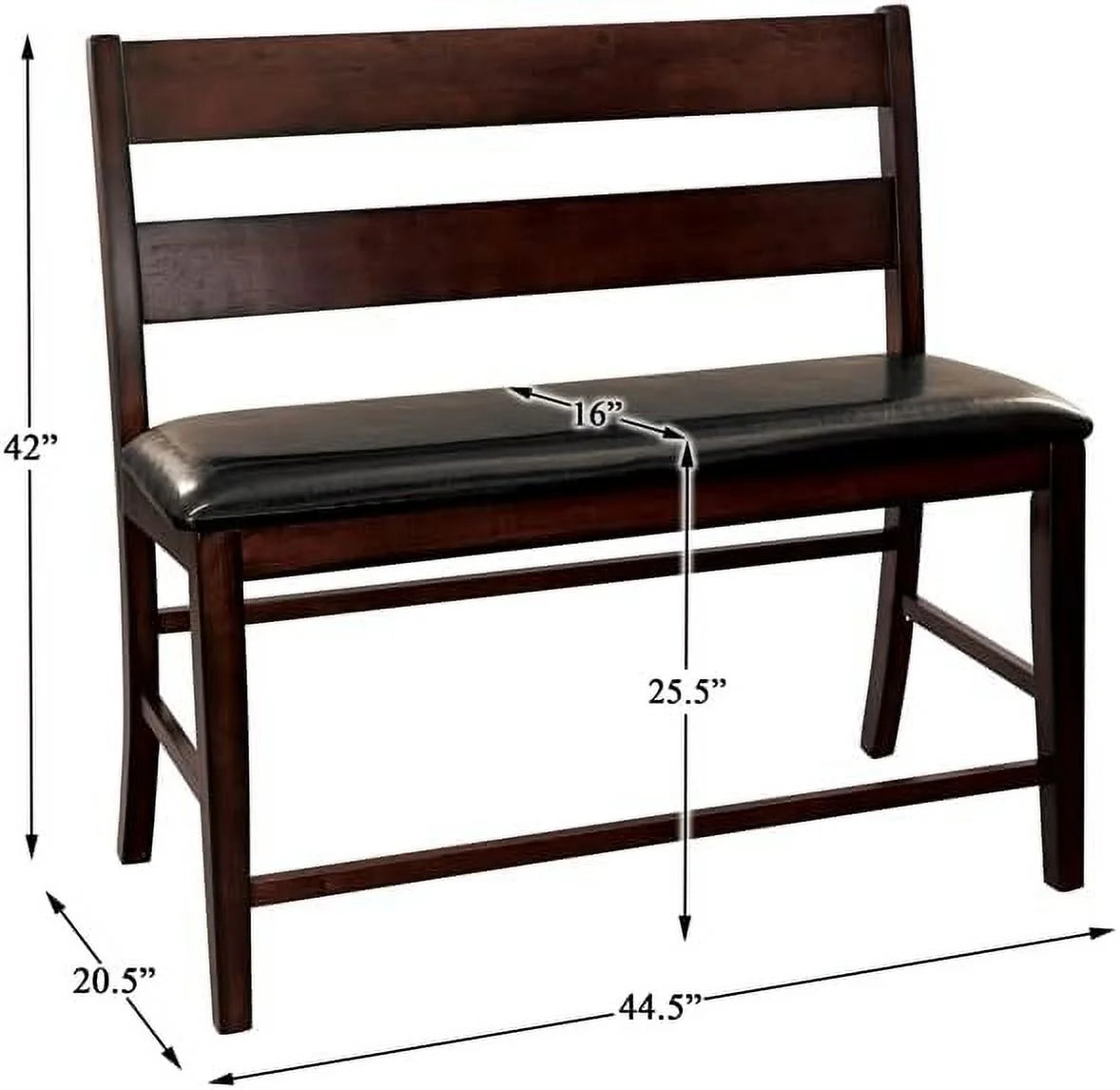 Wood Counter Height Dining Bench with Back in Cherry Q337