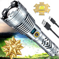 Flashlights High Lumens LCD Display, 200000 Lumen Rechargeable LED Flashlight, Super Bright Tactical Flashlight with 5 Modes, Waterproof Zoomable Flashlight Torch Light for Emergencies Camping
