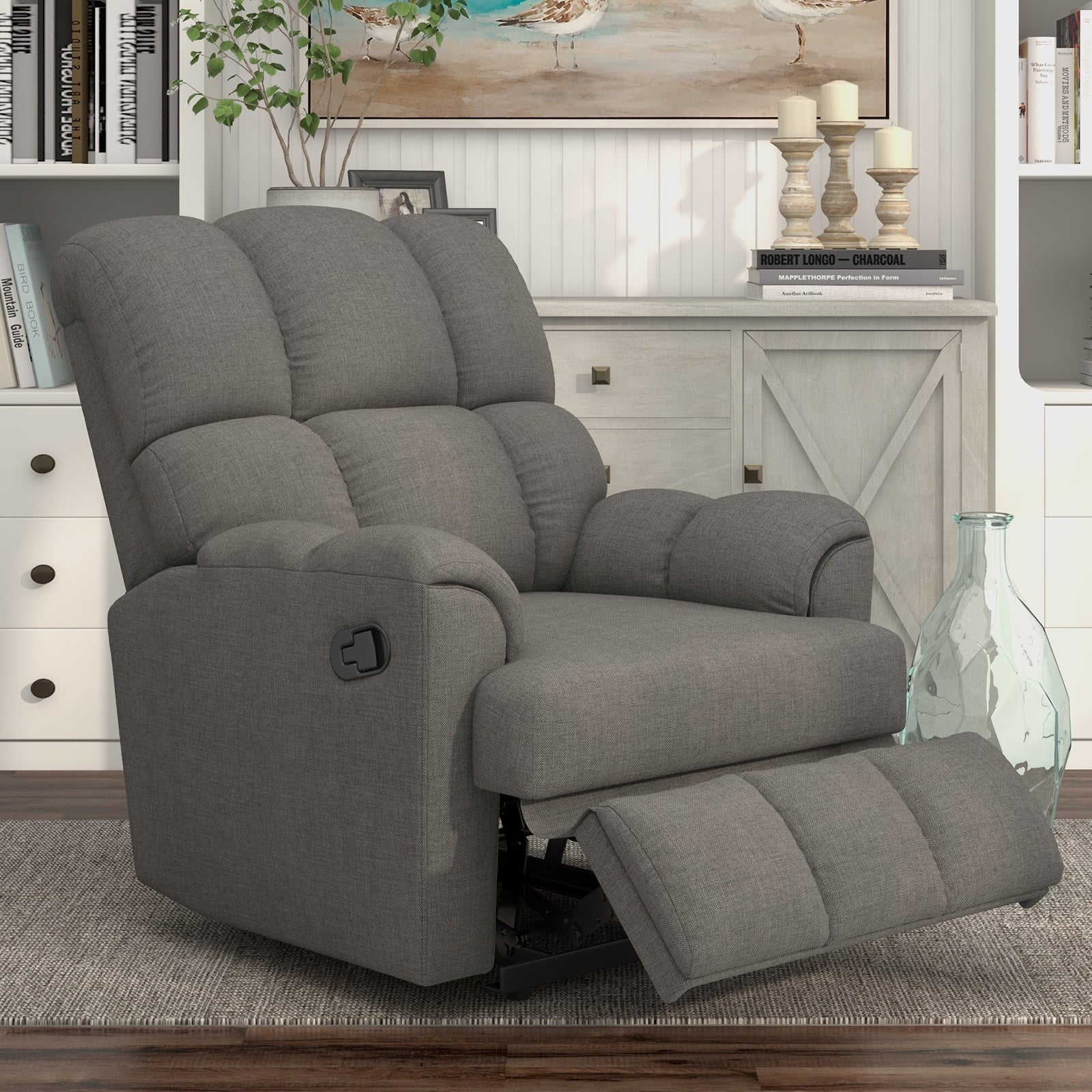 Rocker Recliner Chair Glider for Living Room, Dark Gray B67120