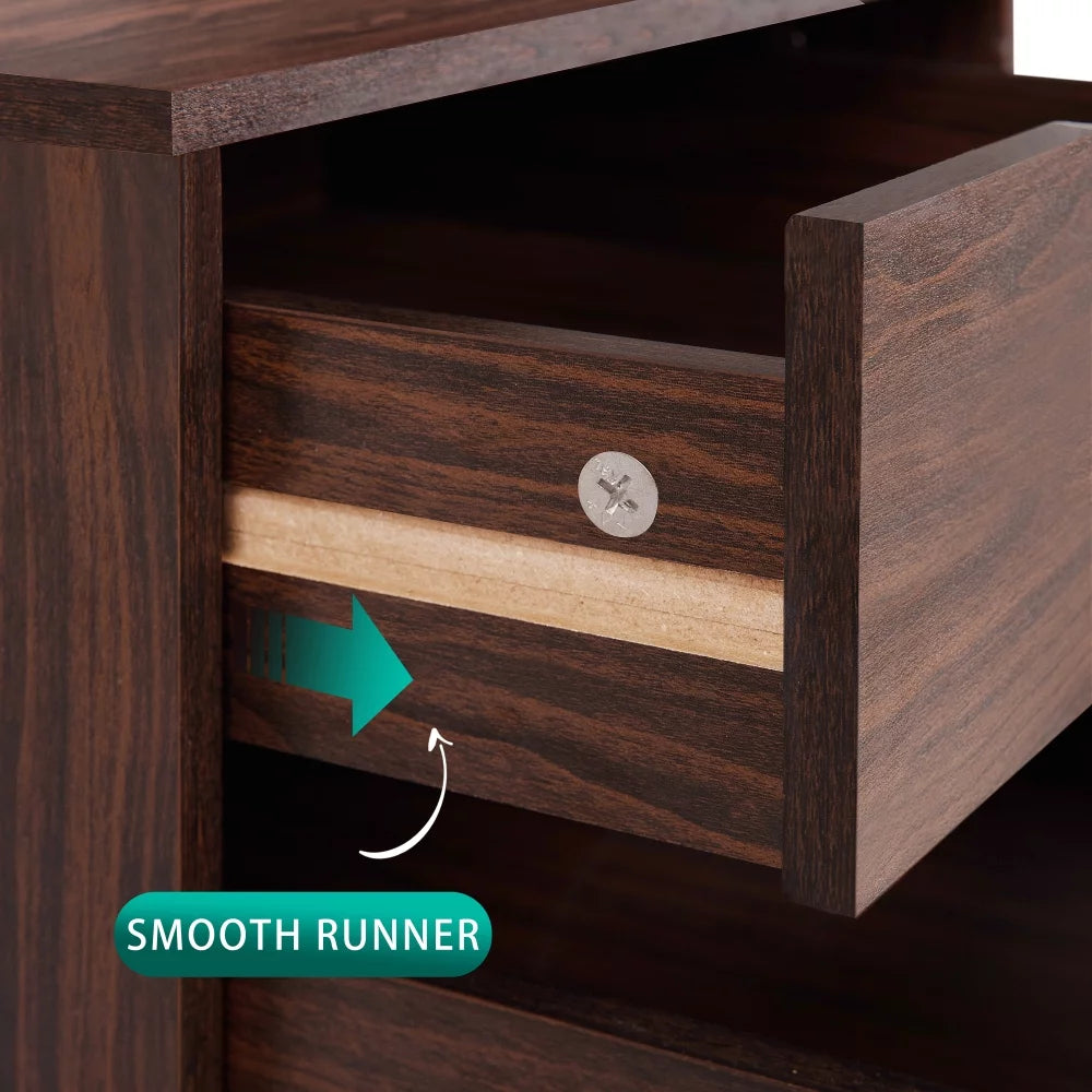 5 Drawer Chest with Wheels, Wood Storage Dresser - Espresso B12627