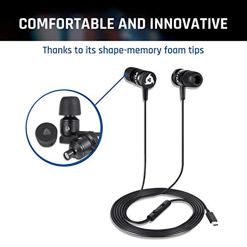USB-C Earbuds with Microphone and 3.5 mm Jack, Black U6946