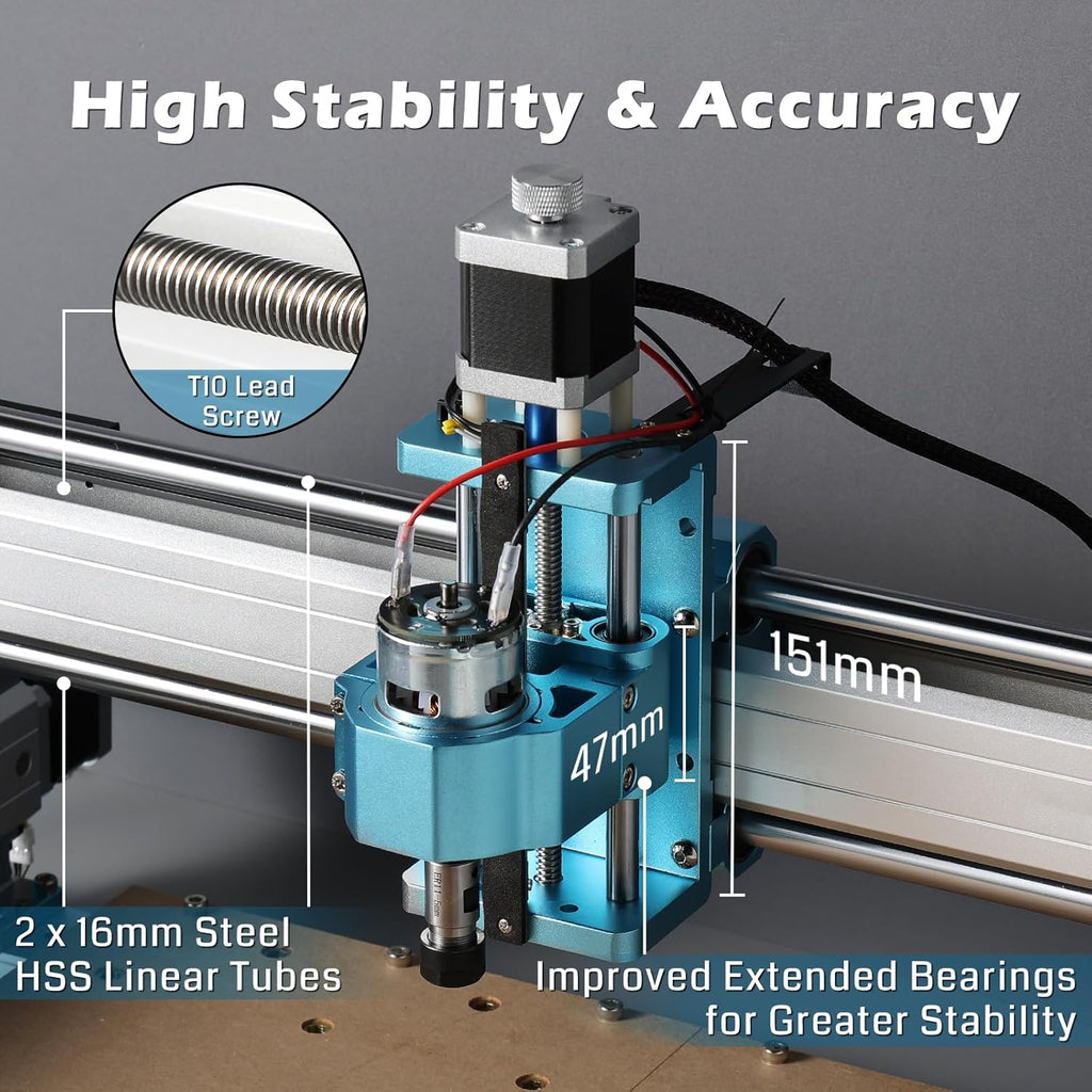 CNC Router Machine for Woodworking Metal Acrylic Cutting, 3 Axis Engraving, 400 x 400 x 78mm Working Area A755