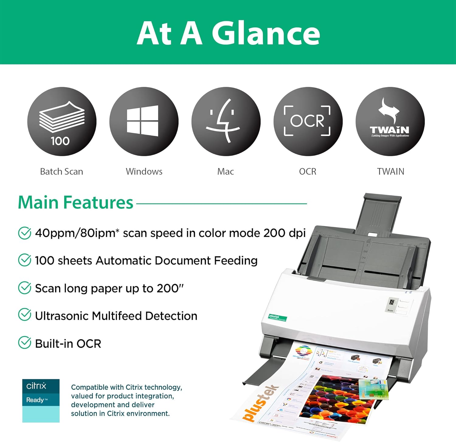 Duplex Document Scanner for PC and Mac T456
