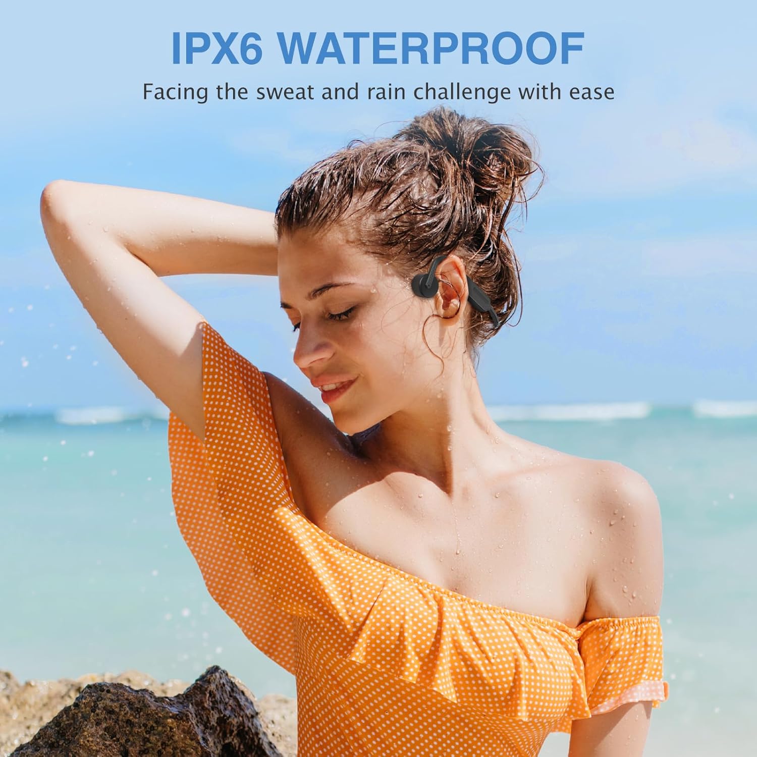 Bone Conduction Wireless Headphones with Mic, IPX6 Waterproof for Sports X82622