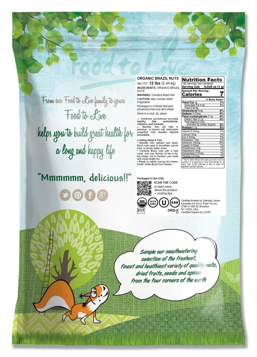 Organic Brazil Nuts, Non-GMO, 12 Pounds D8858