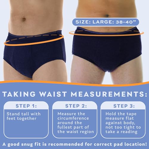Men’s Incontinence Briefs with Super Absorbency, Reusable & Washable, Gray, M L42743