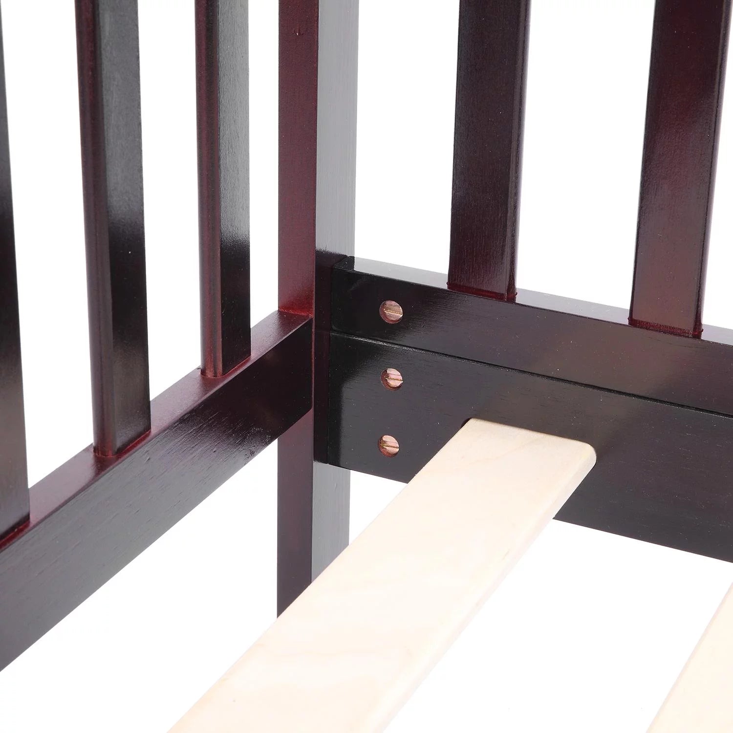 Toddler Wood Bed Frame with Safety Rail Fence O98459