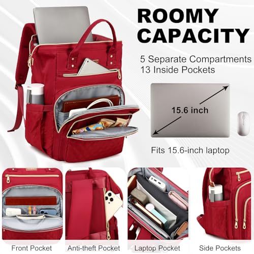 Lunch Backpack for Women with 15.6 Inch Laptop Compartment, Grey V8015