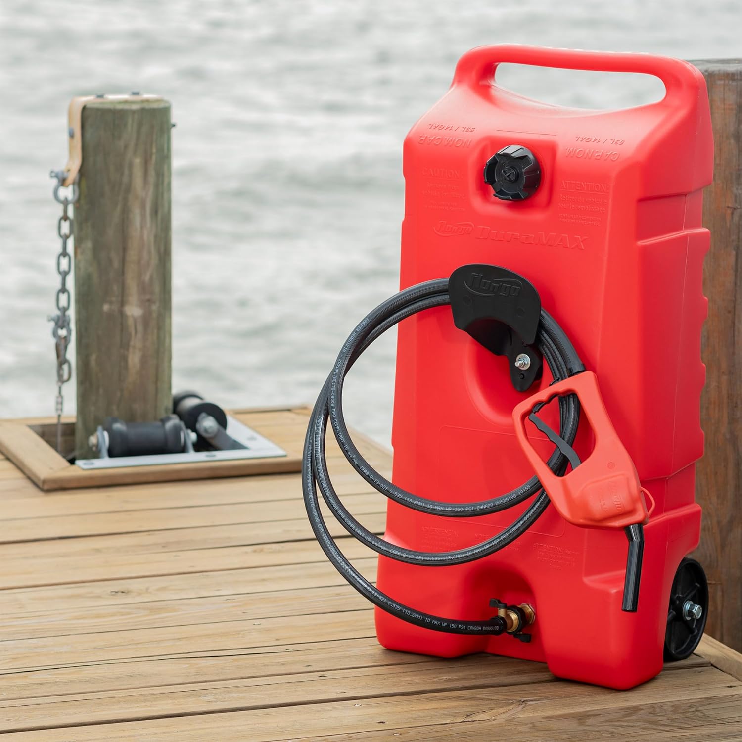 14 Gallon Portable Gas Fuel Tank Container with Siphon Pump and 10 ft Hose, 2 Pack J7112