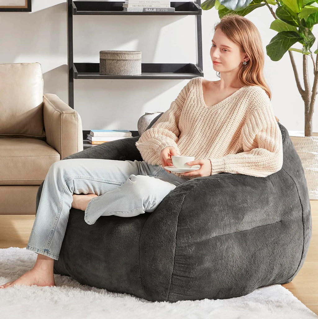 Giant Bean Bag Chair with Memory Foam Filler, Grey B491417