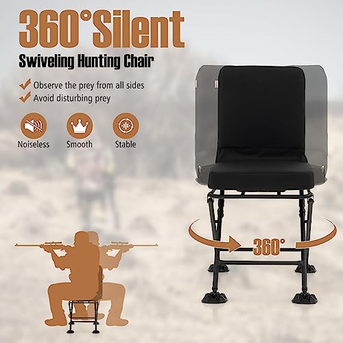 360° Swivel Hunting Chair with Padded Cushion, Folding and Portable N117