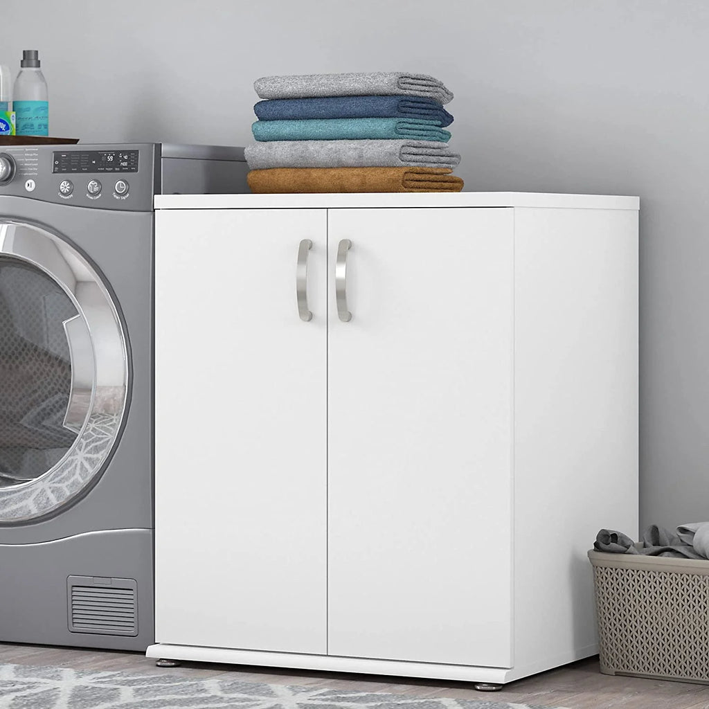 White Laundry Room Cabinet with Doors X446045