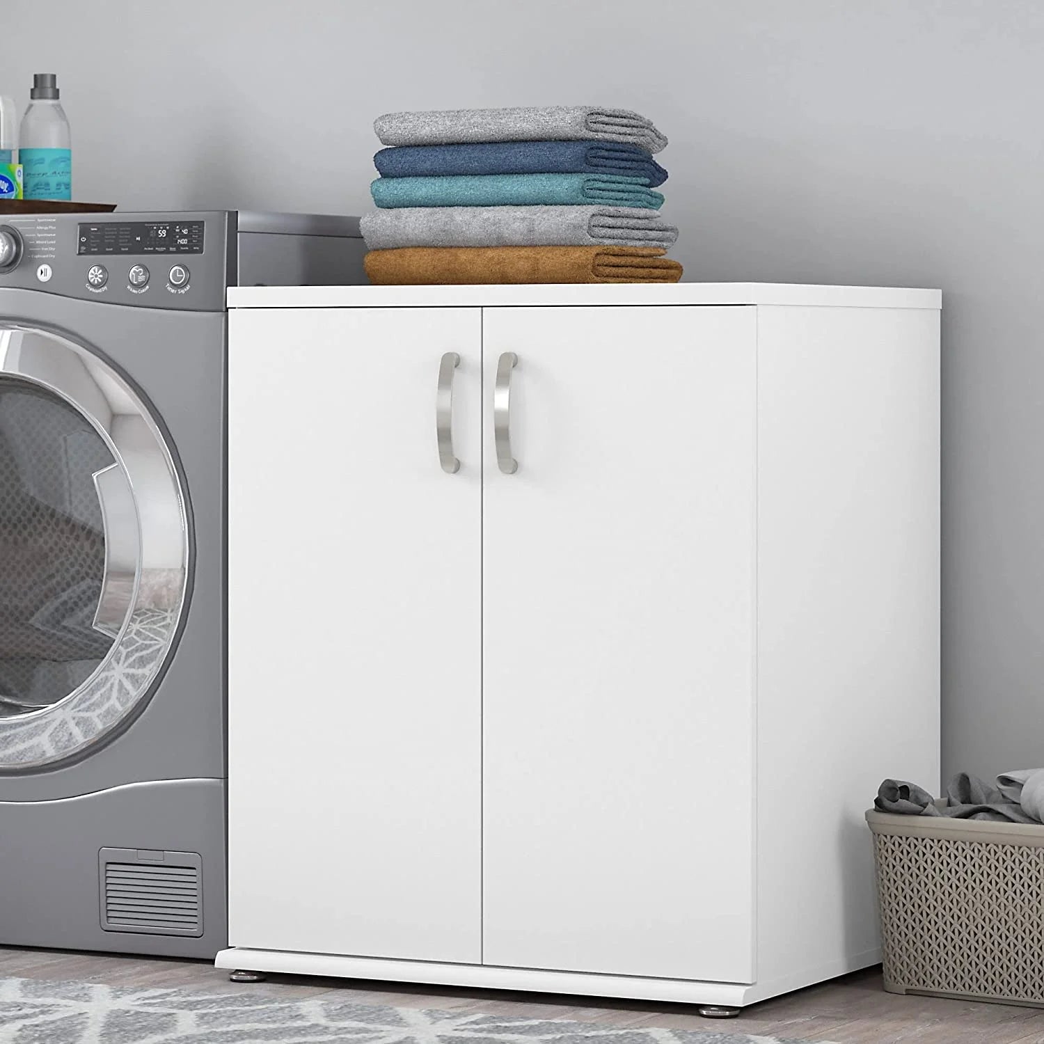 White Laundry Room Cabinet with Doors X446045