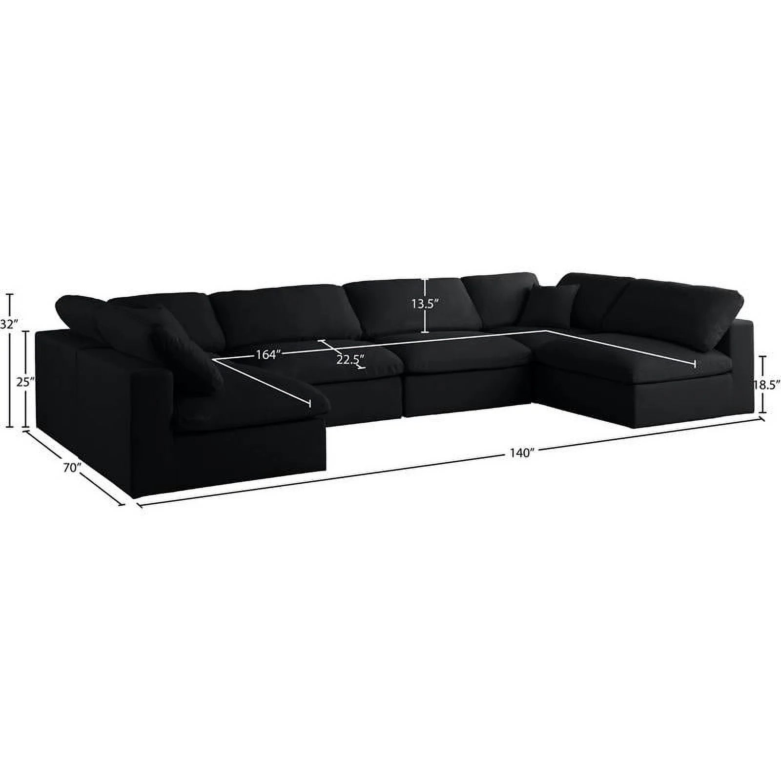 Plush Black Velvet Modular Sectional Q817