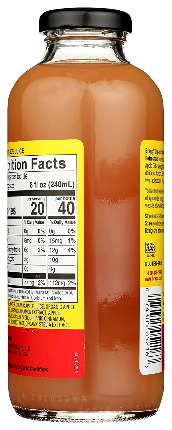 Organic Apple Cider Vinegar Drink, Apple Cinnamon, 16 fl oz, Pack of 4 W485