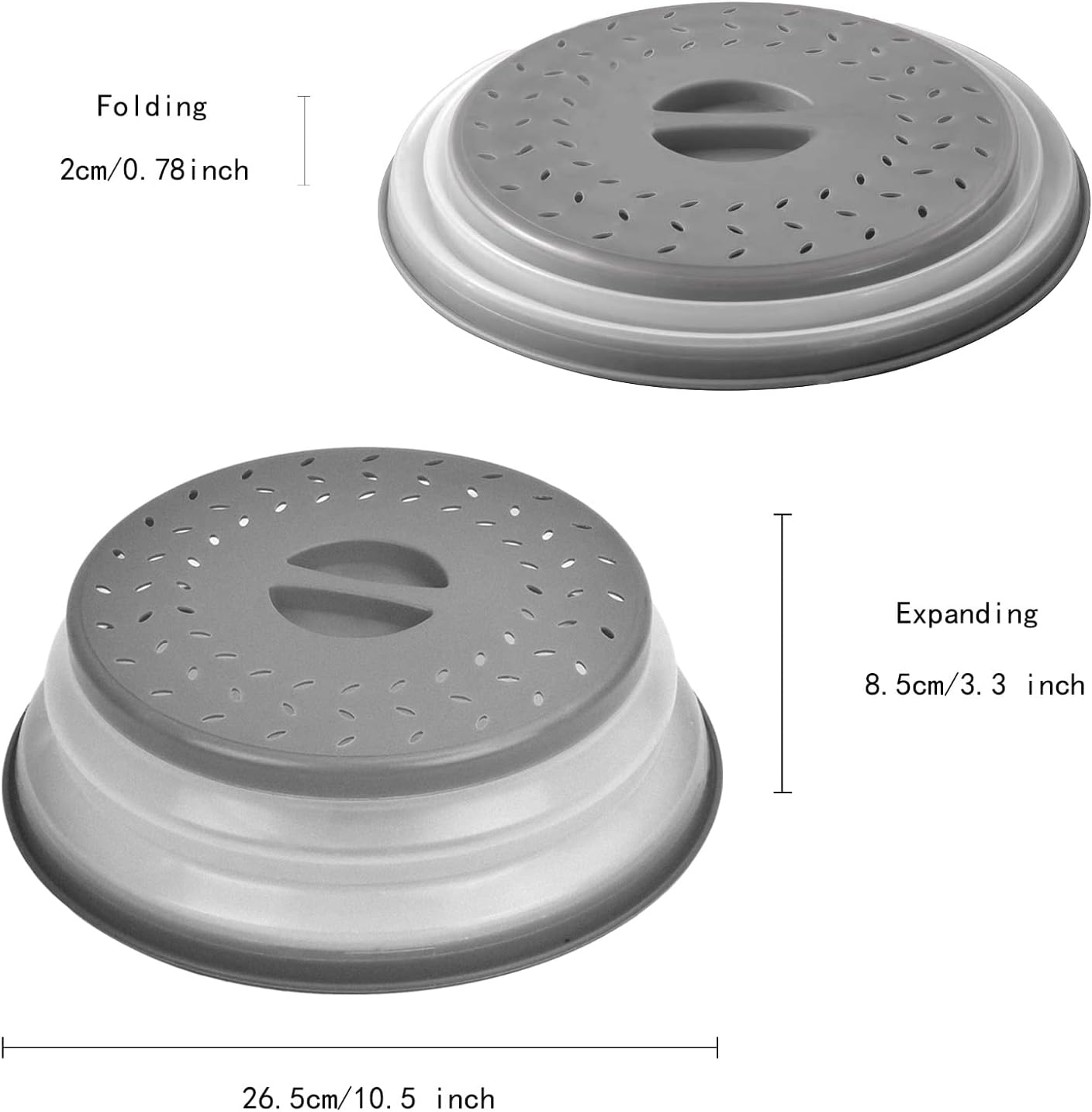 Microwave Splatter Cover, Vented Collapsible with Handle, BPA-Free, 10.5 inch U2348