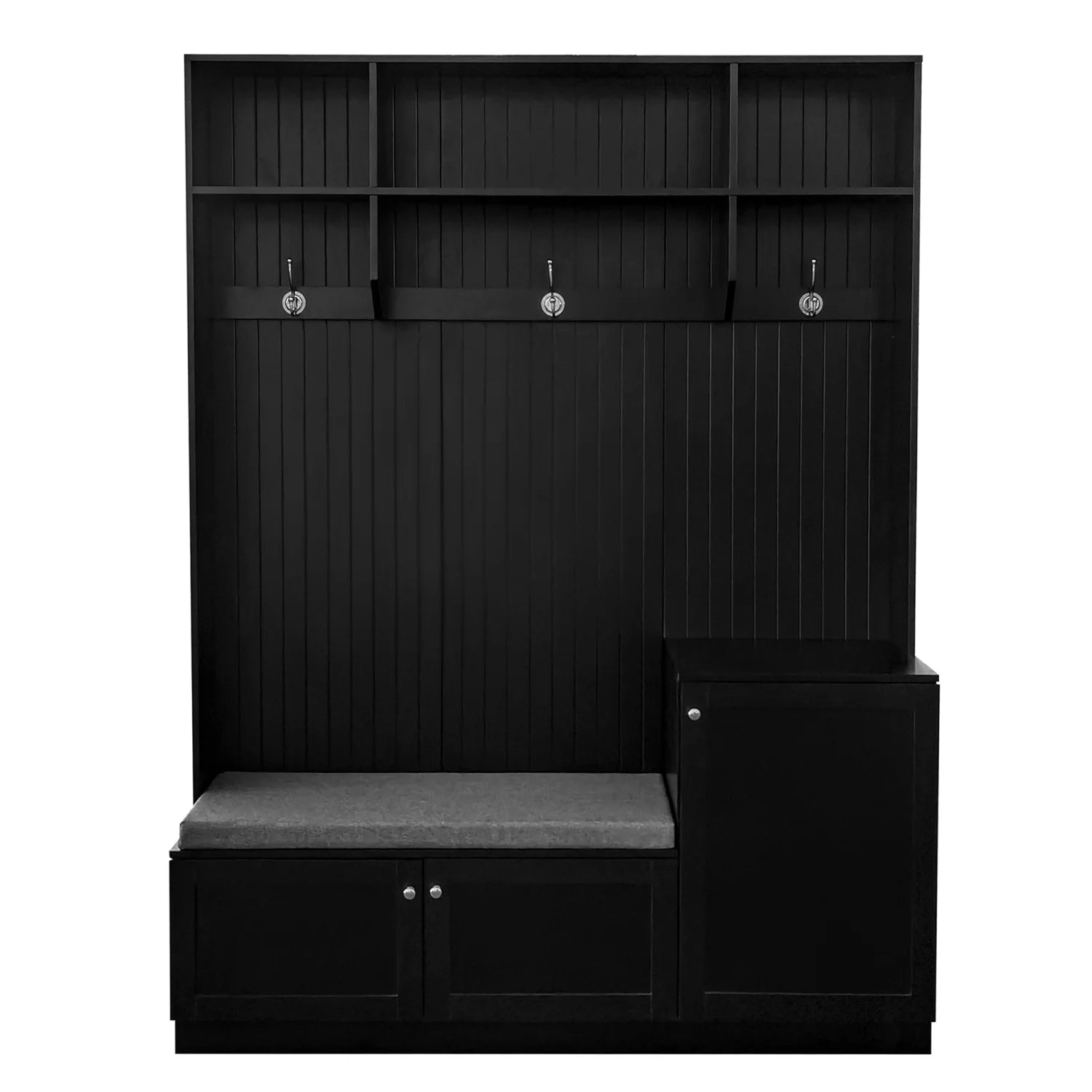 Hall Tree with Bench and Shoe Storage, Coat Rack with Cushion, Black P6332