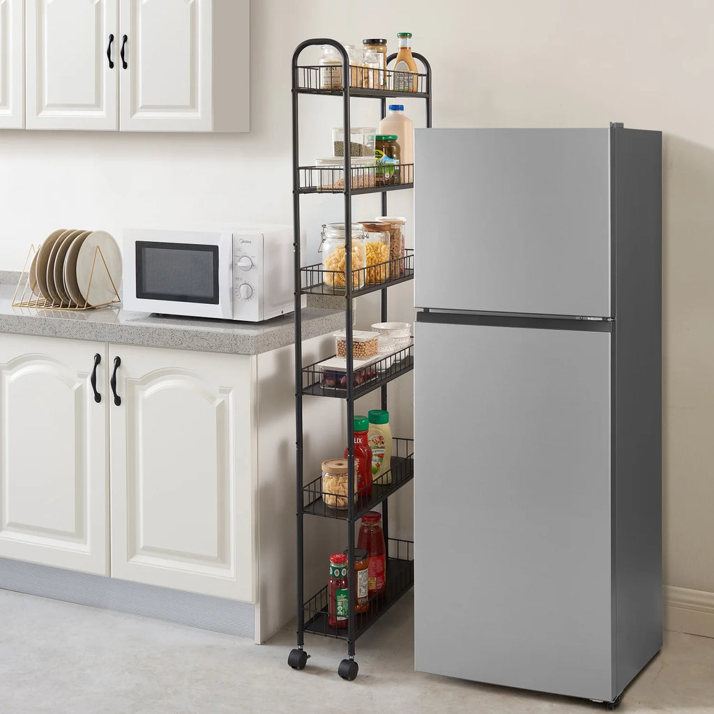 6-Tier Slim Rolling Storage Cart with Wheels, Metal Wire Shelving Rack O97375