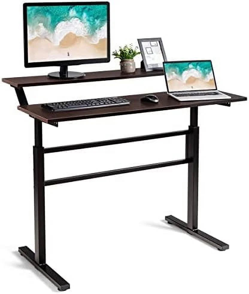 Standing Desk 2-Tier Height Adjustable with Monitor Stand F3458