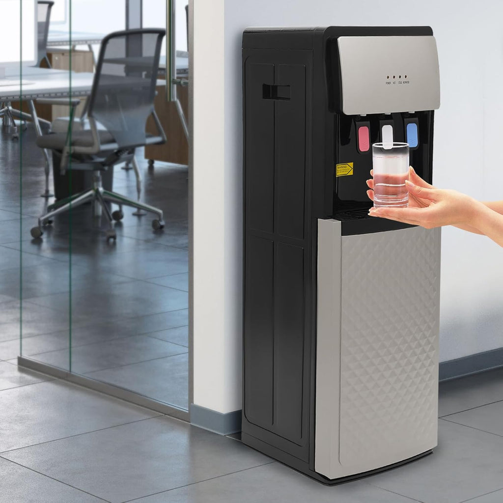 Bottom Loading Water Cooler Dispenser with Storage Cabinet and Child Safety Lock A877917