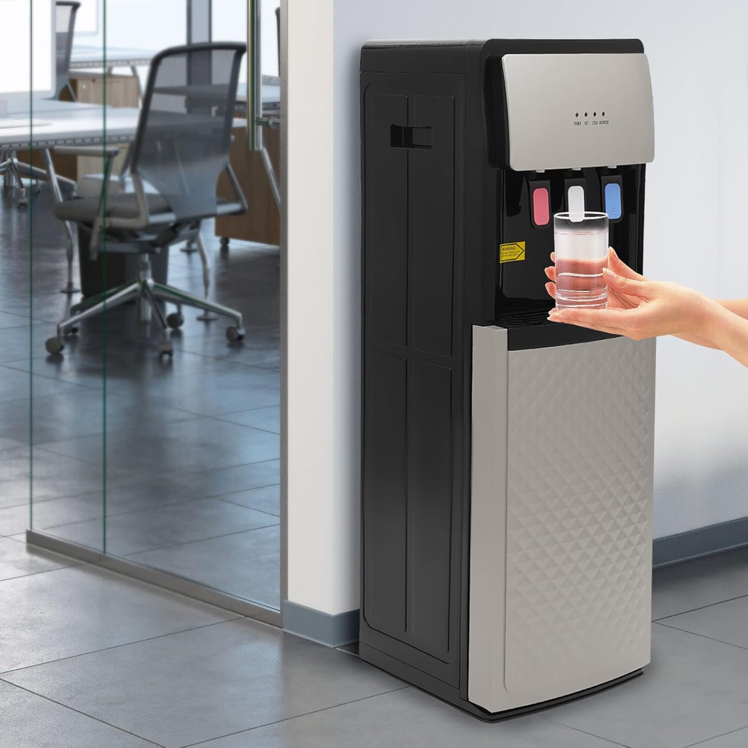 Bottom Loading Water Cooler Dispenser with Storage Cabinet and Child Safety Lock A877917