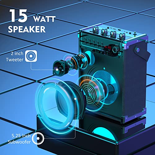 Karaoke Machine with 2 Wireless Microphones, Bluetooth Speaker, LED Light D3569