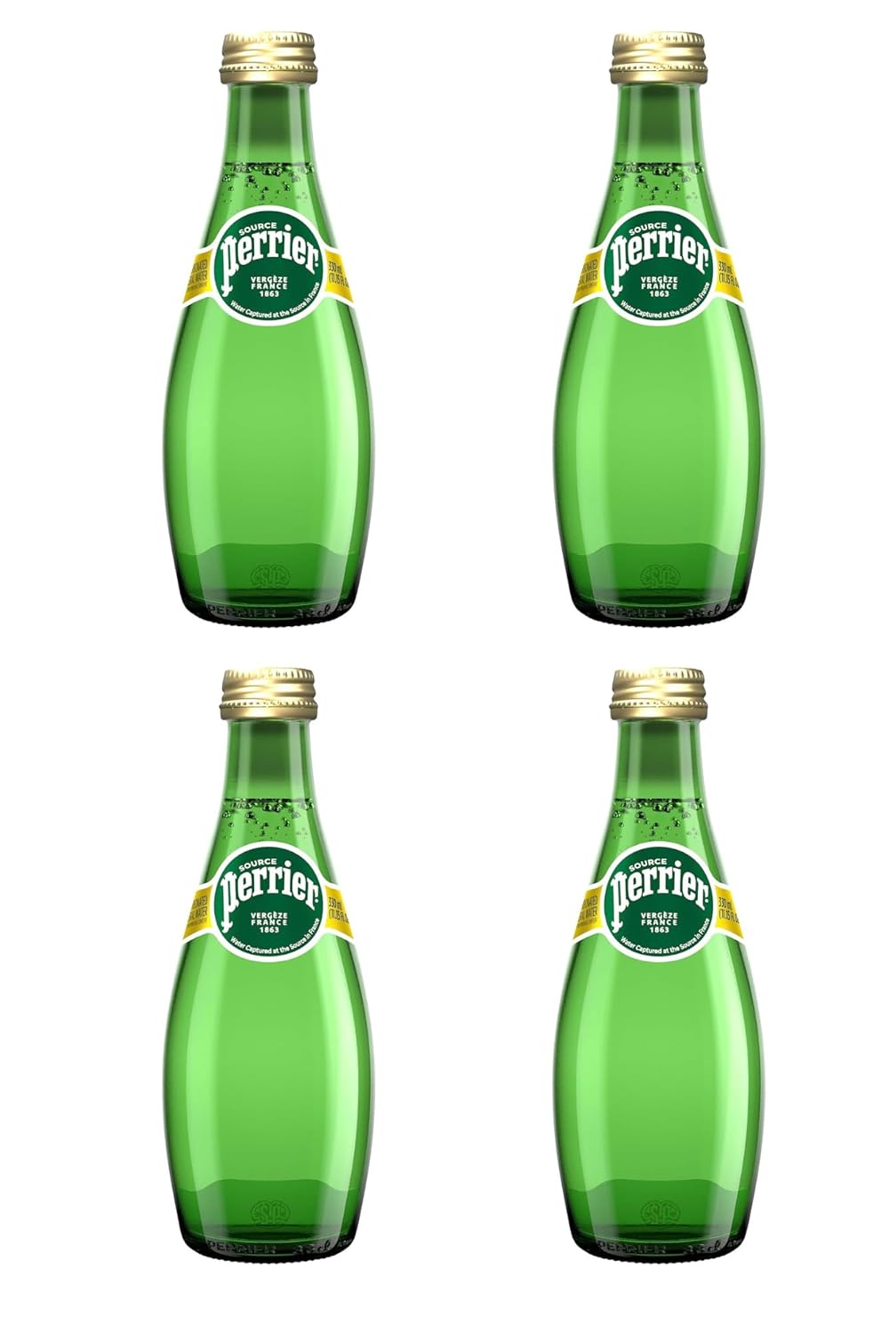 Perrier Carbonated Sparkling Natural Mineral Water, 11.15 Fl. Oz Glass Bottles, 4 Pack, Comes in ComboCreations Box