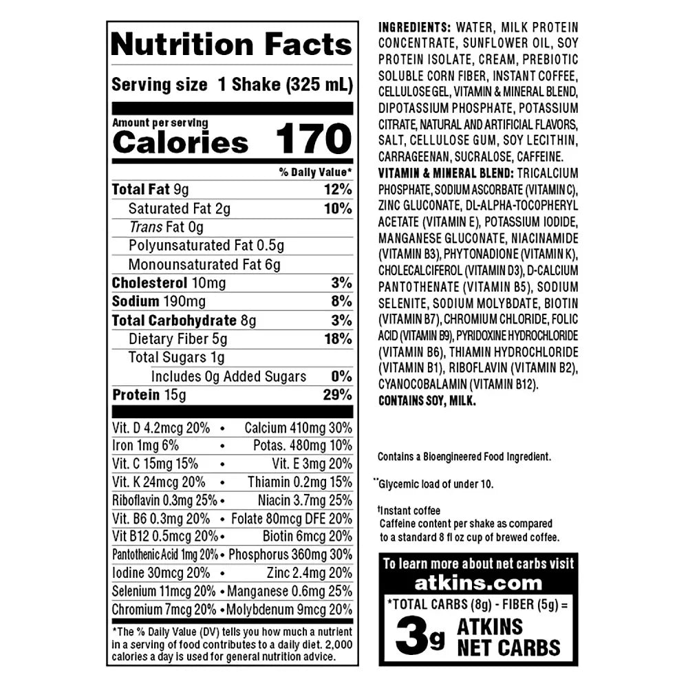 Café Au Lait Protein Shake, Keto Friendly (15 pk.) B635