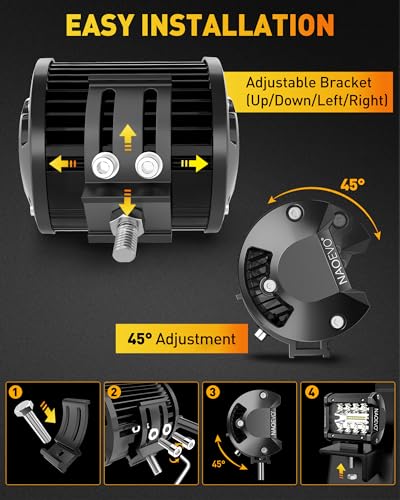 4 inch LED Pod Lights, 240W 24000LM, Spot Flood Combo for Truck Boat ATV UTV Jeep, 4 Pcs A819