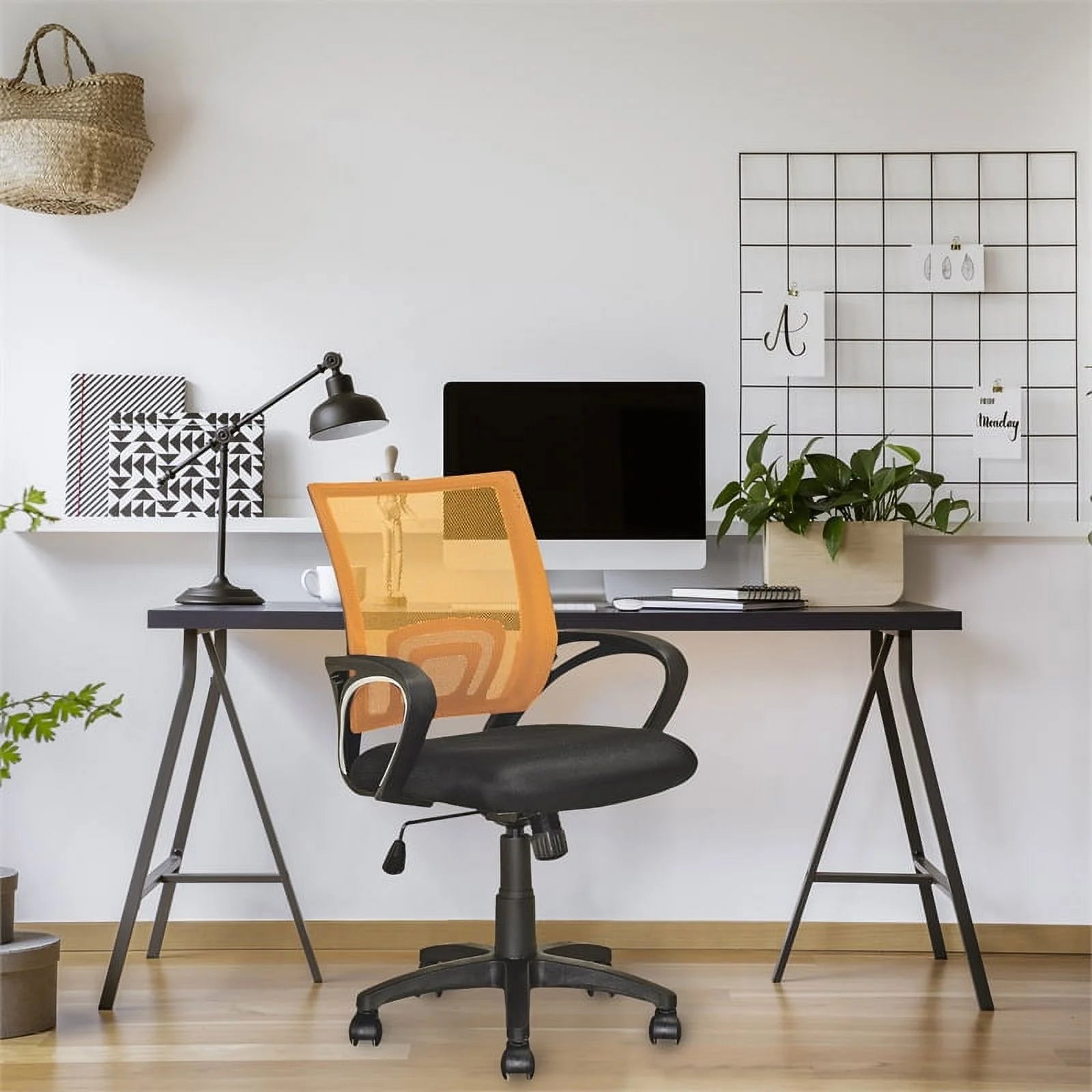 Mesh Back Swivel Office Chair in Orange Q8303