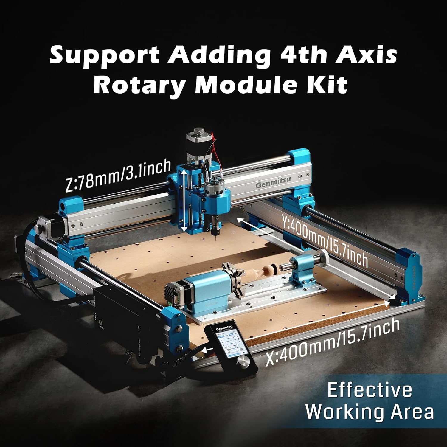 CNC Router Machine for Woodworking Metal Acrylic Cutting, 3 Axis Engraving, 400 x 400 x 78mm Working Area A755