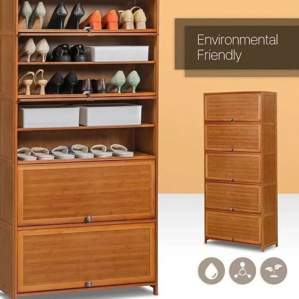 10 Tier Bamboo Shoe Rack Book Shelf Entryway Storage L25365