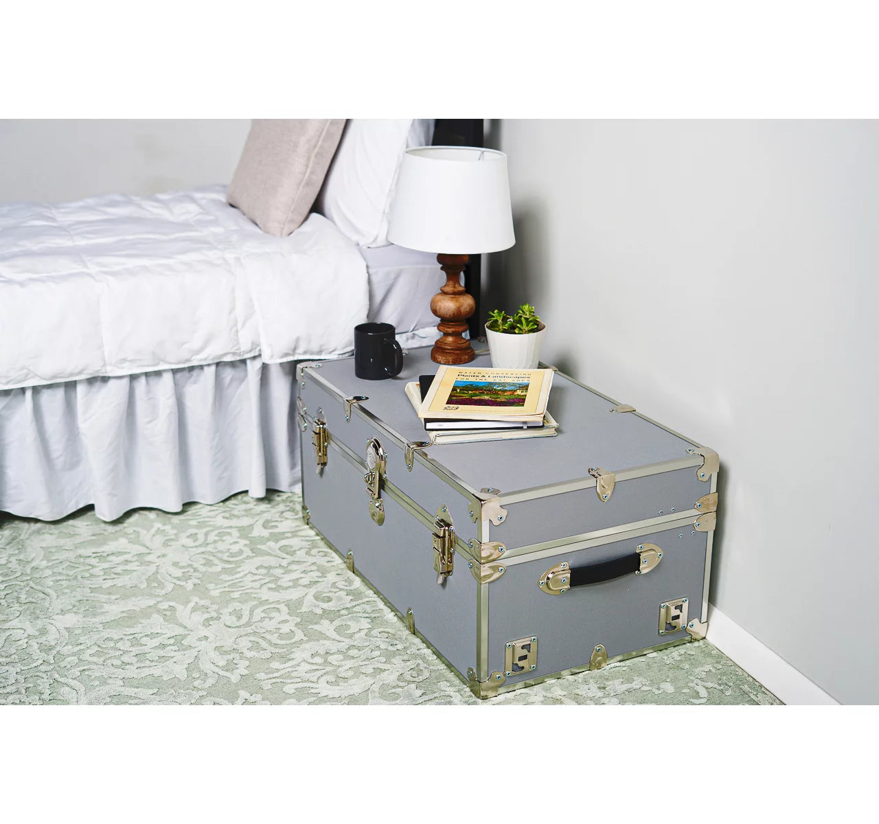 Large Leather Embossed Vinyl Trunk for Storage, 32"x18"x14" T9122