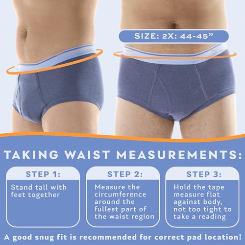 Men's Reusable Incontinence Underwear, Leak Proof, Pack of 3 P8626