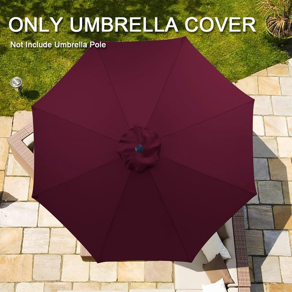 Outdoor Patio Umbrella Replacement Canopy Cover, UV Protective, Wine Red B5716