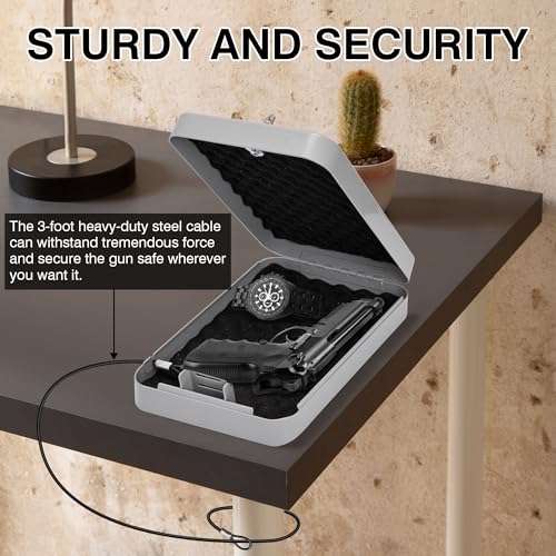Handgun Safe with Key Lock, Portable Lock Box for Car, Home, Travel V990939