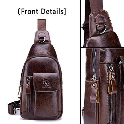 Men's Leather Crossbody Sling Bag for Travel Hiking X970