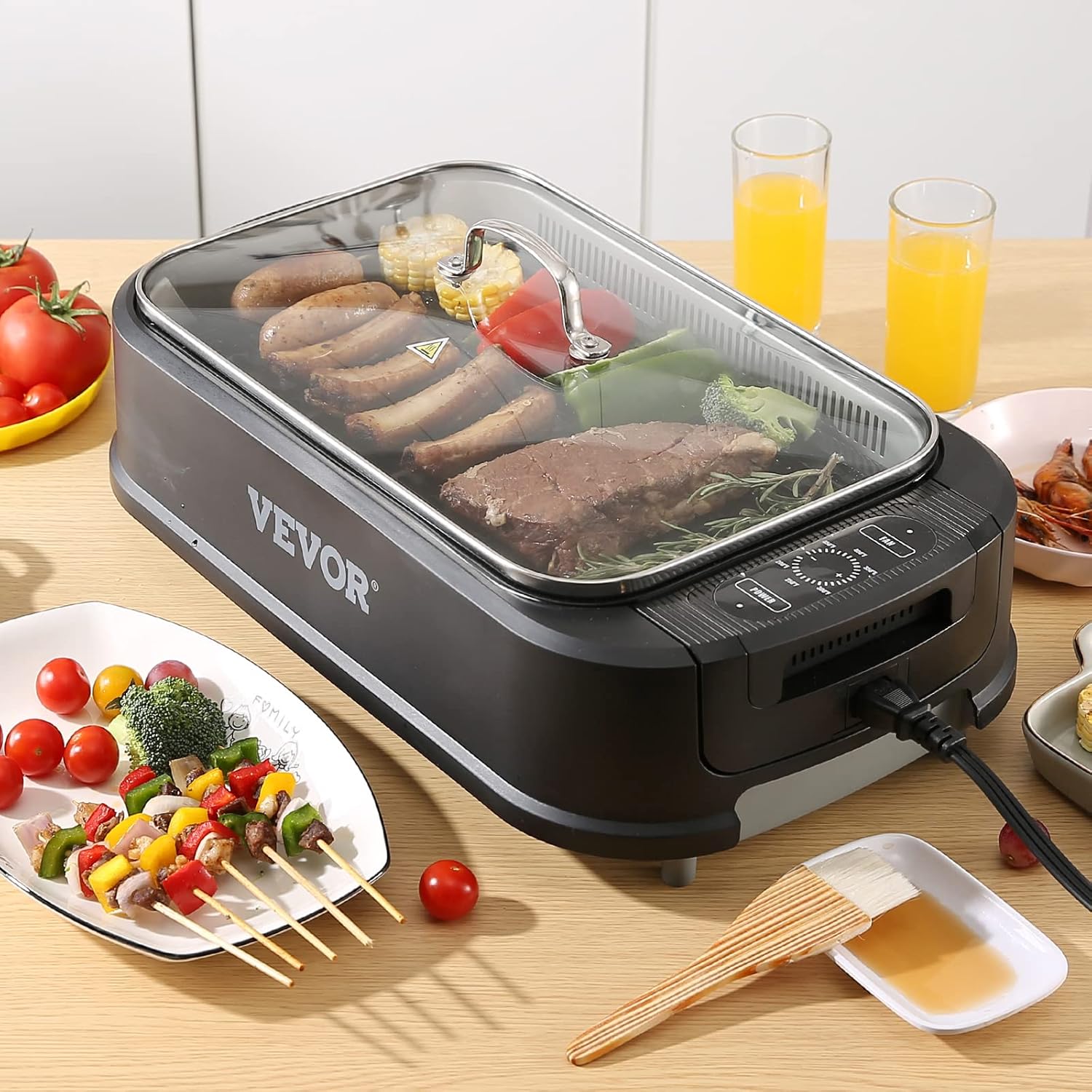 Smokeless Indoor Electric Grill with Non-Stick Surface C8723