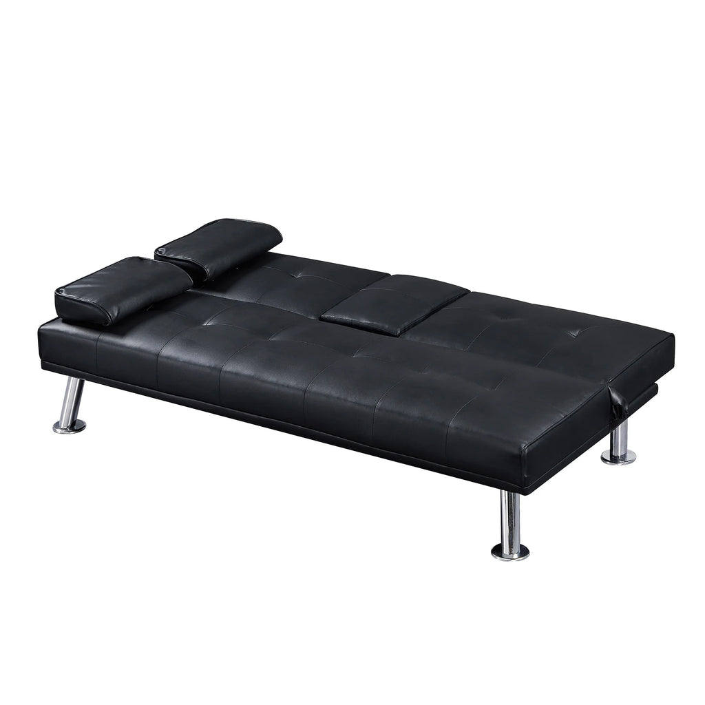 Faux Leather Loveseat Sofa Bed with Cup Holders P69964