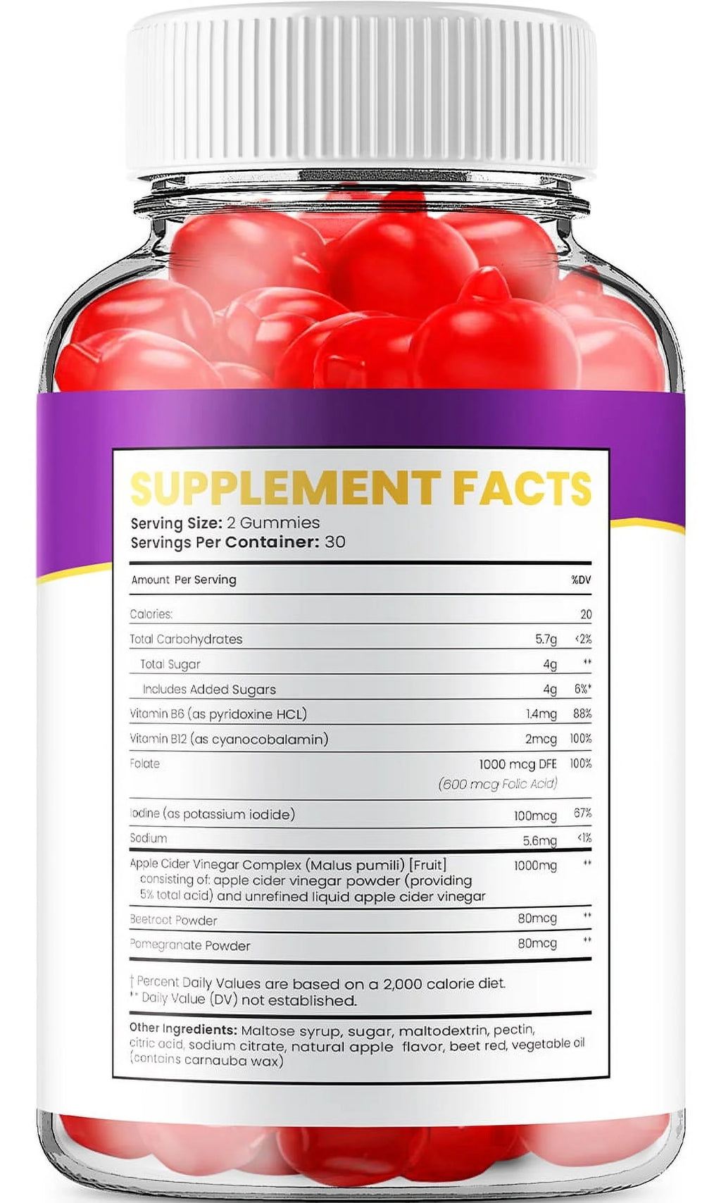 Keto ACV Gummies Apple Cider Vinegar Supplement with B12 Beet Root, 300 Count Z539