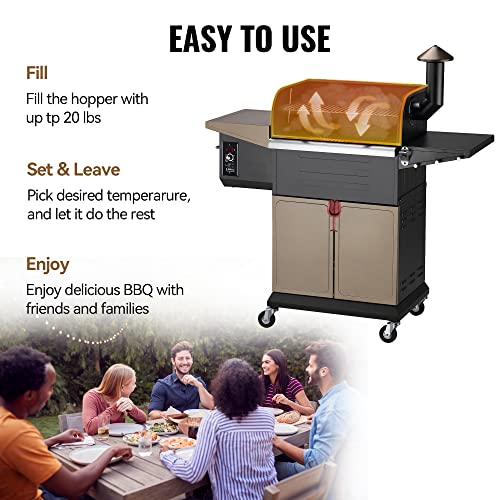 Wood Pellet Grill Smoker with PID Controller, 8-in-1 BBQ Grill, 572 sq in Cooking Area I257489