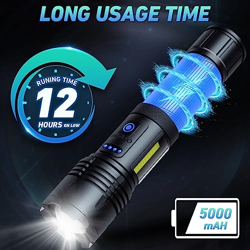 Rechargeable LED Flashlight, 990,000 Lumens, 7 Modes, IPX7 Waterproof for Outdoor Camping T738570