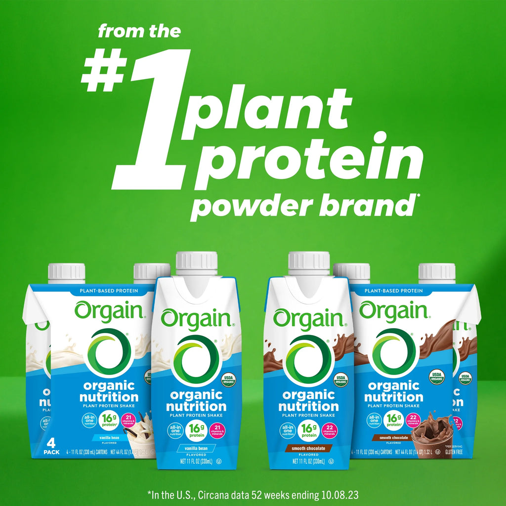 Organic Vegan Protein Shake, Vanilla Bean, 11oz, 12ct F517
