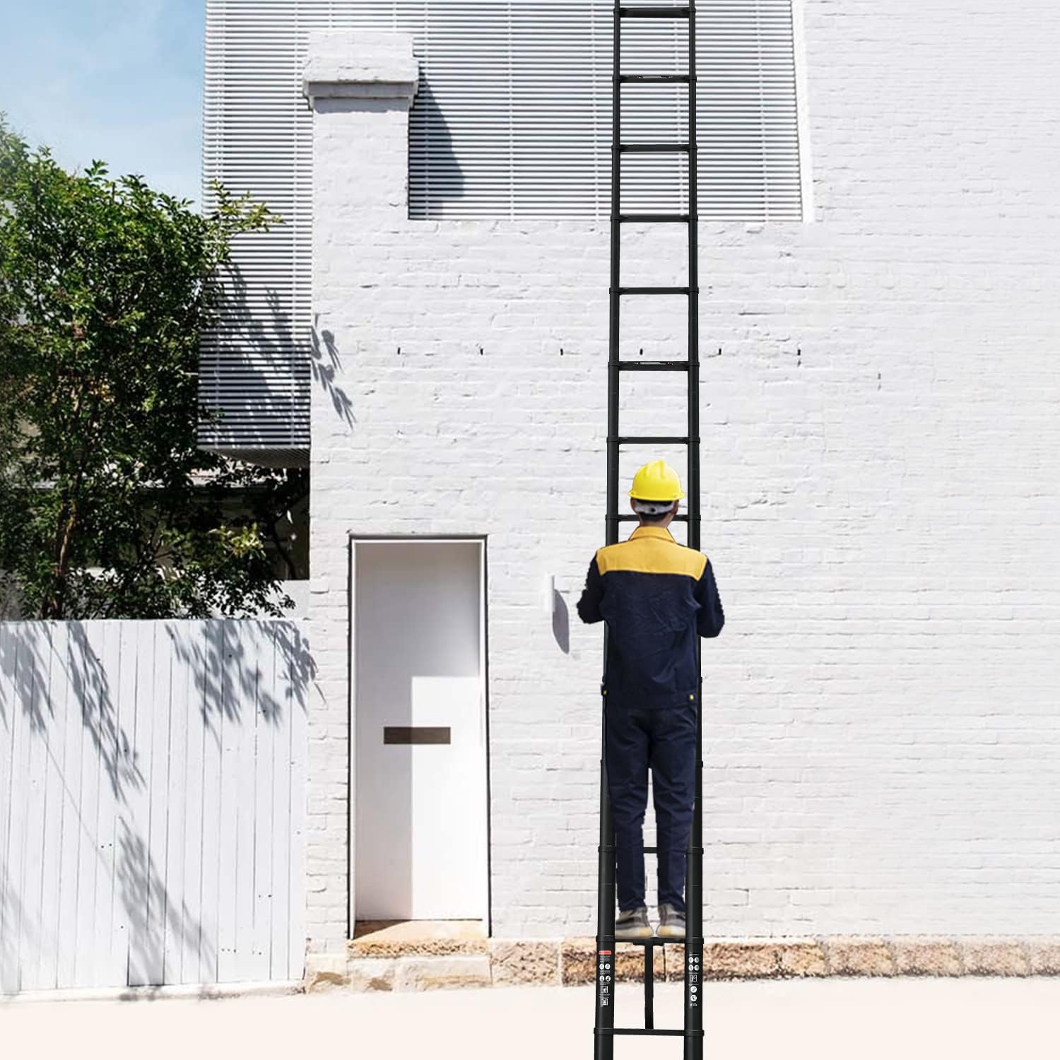Telescoping Ladder 20FT Compact Extension Ladder with Detachable Roof Hooks G343880
