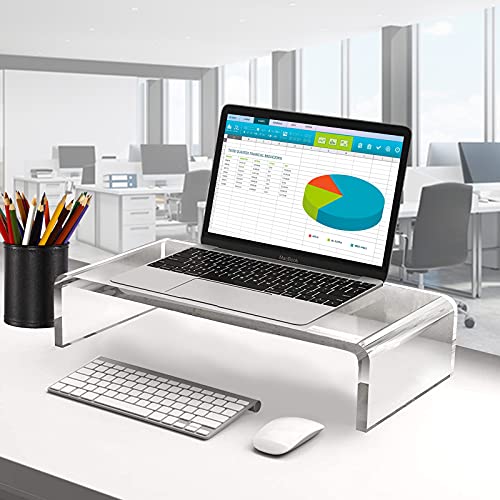 Acrylic Monitor Stand with Keyboard Storage O2287