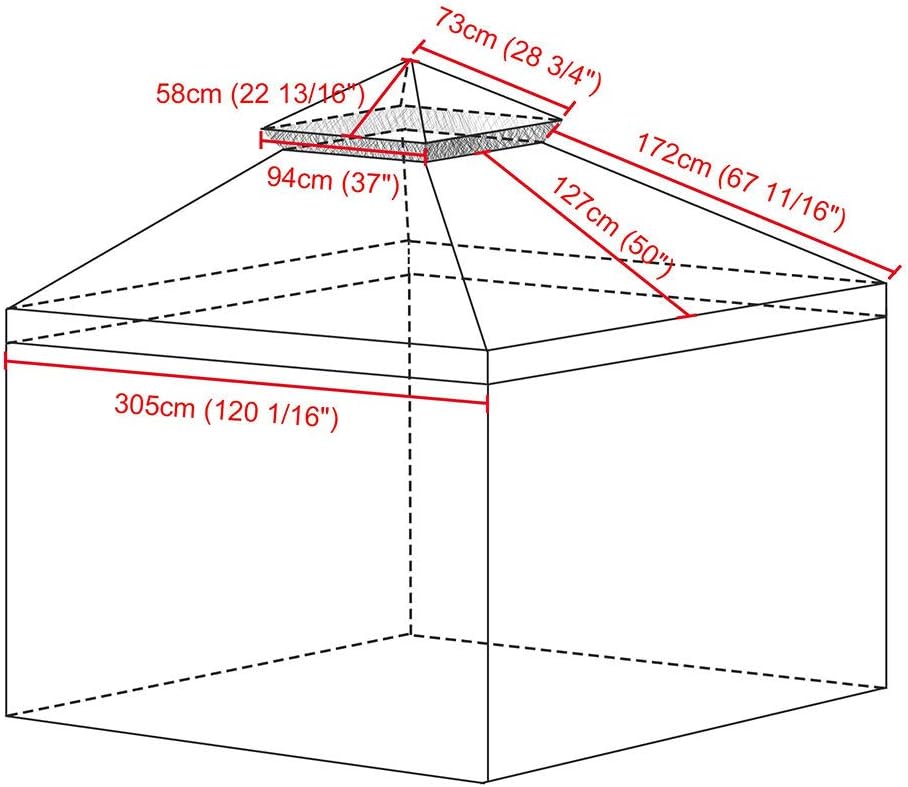 10'x10' Gazebo Top Replacement Mesh Net for 2 Tier Outdoor Canopy A9082