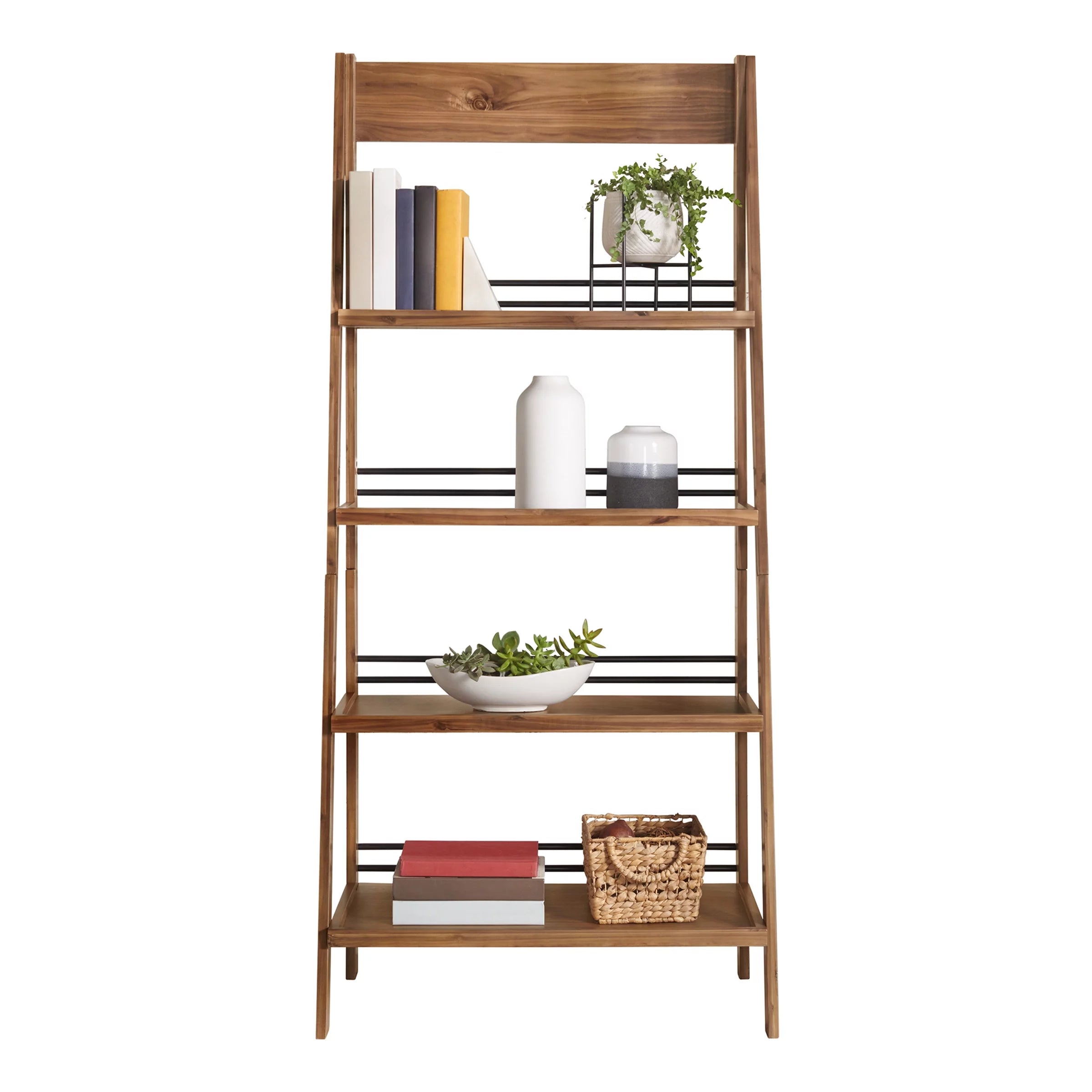 4-Tier Tall Ladder Bookshelf for Living Room or Office Z836