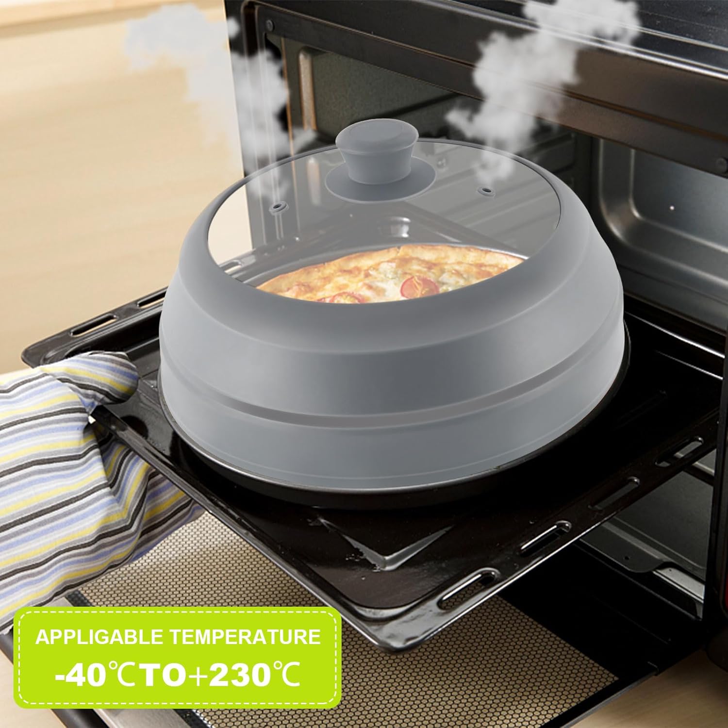 Microwave Splatter Cover with Collapsible Silicone, 10.5 Inch T148