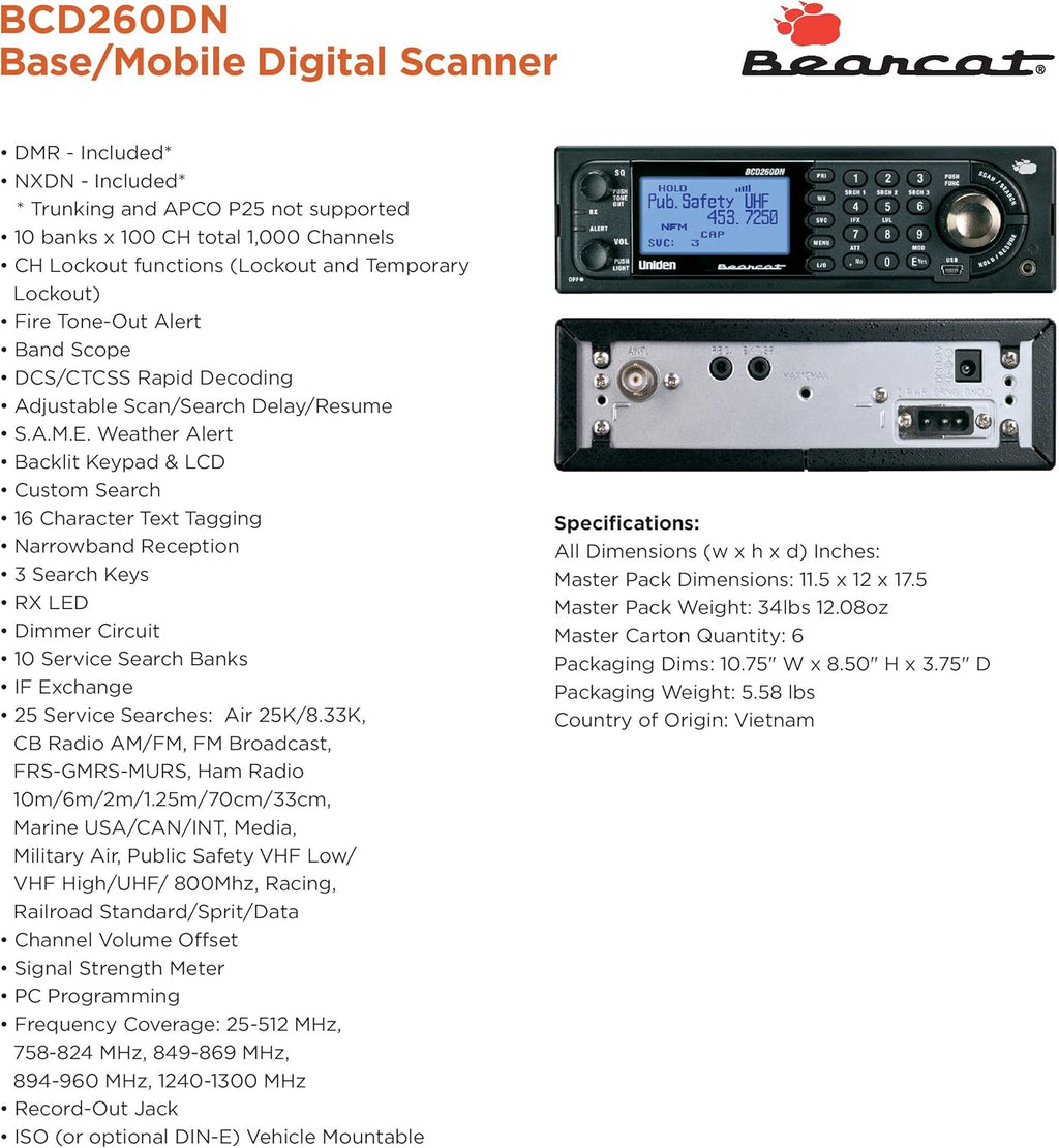 Base/Mobile Digital Scanner with Rapid Channel Tagging and Narrowband Reception A94414